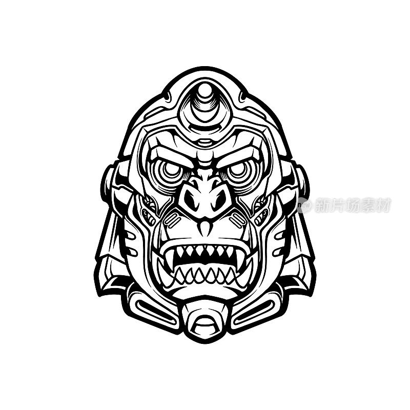 Silhouette Cyborg Gorilla .eps  for your work Logo merchandise t-shirt, stickers and Label, poster, greeting cards advertising business company or brands."n